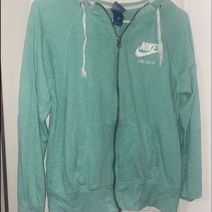 nike zip up, teal, women’s M